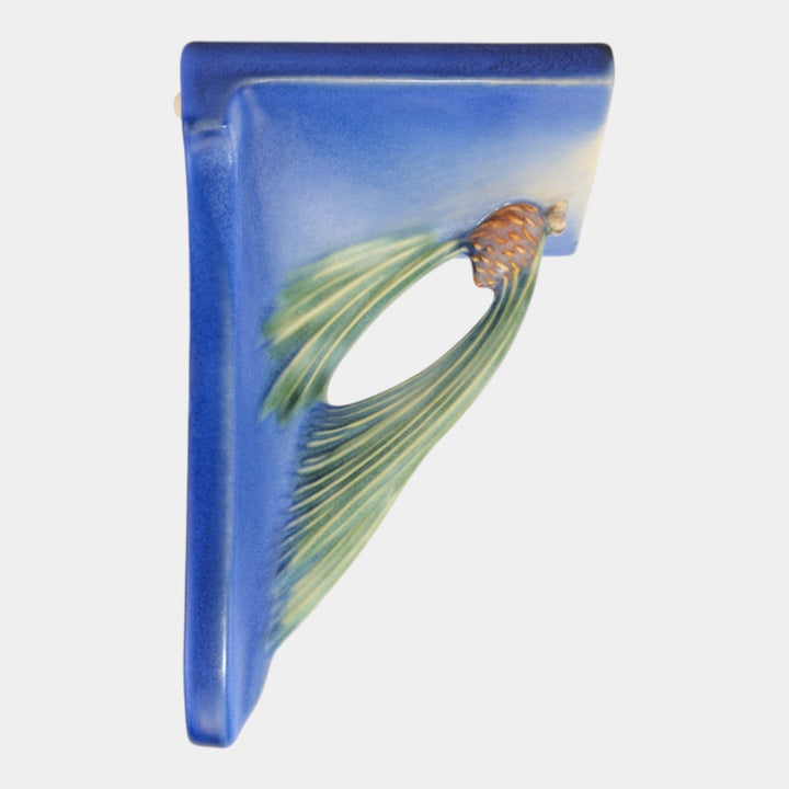 Roseville Pine Cone Blue 1936 Vintage Art Pottery Ceramic Wall Shelf 1