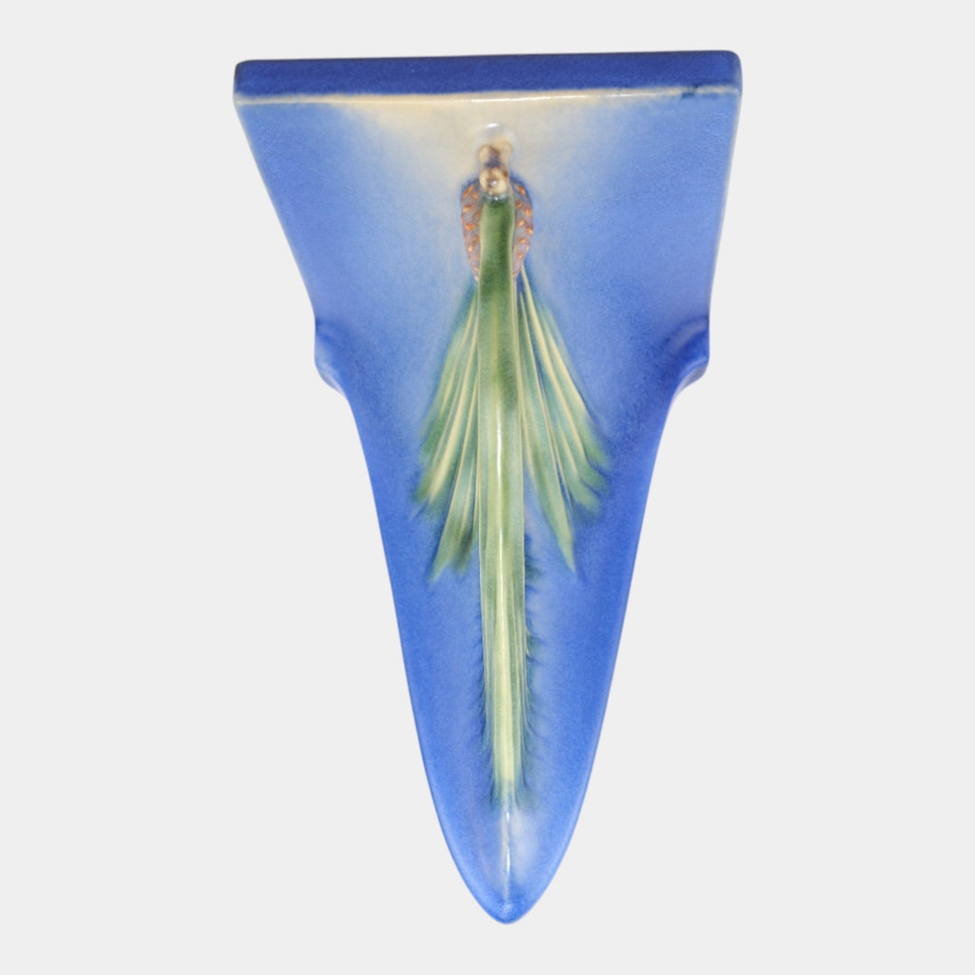 Roseville Pine Cone Blue 1936 Vintage Art Pottery Ceramic Wall Shelf 1