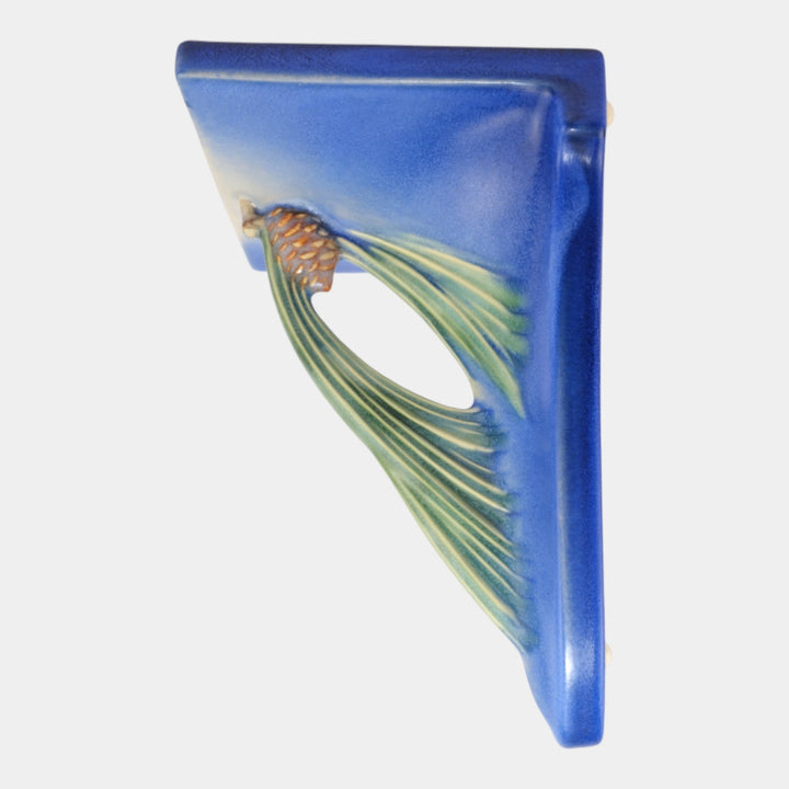 Roseville Pine Cone Blue 1936 Vintage Art Pottery Ceramic Wall Shelf 1