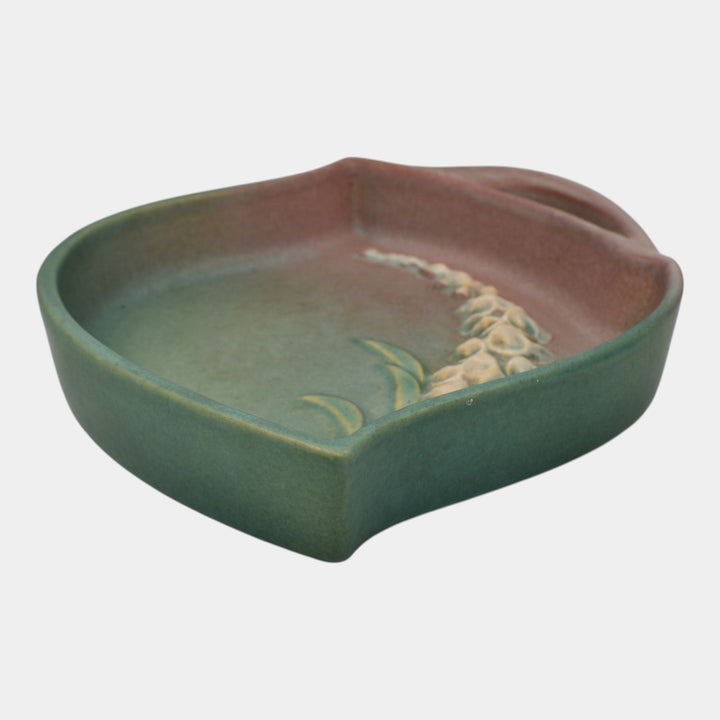 Roseville Foxglove Green 1942 Mid Century Modern Art Pottery Ceramic Tray 419-8