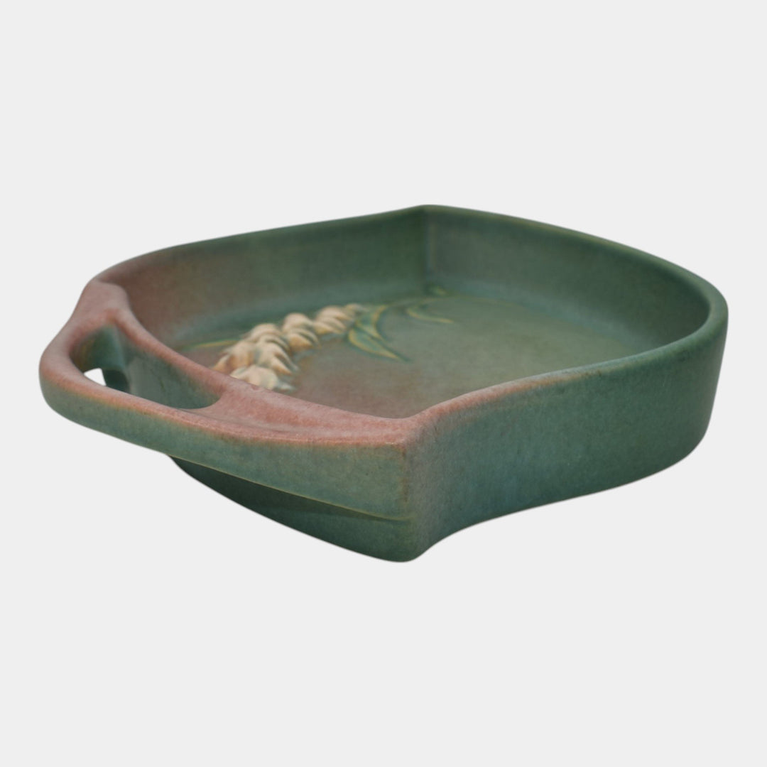 Roseville Foxglove Green 1942 Mid Century Modern Art Pottery Ceramic Tray 419-8