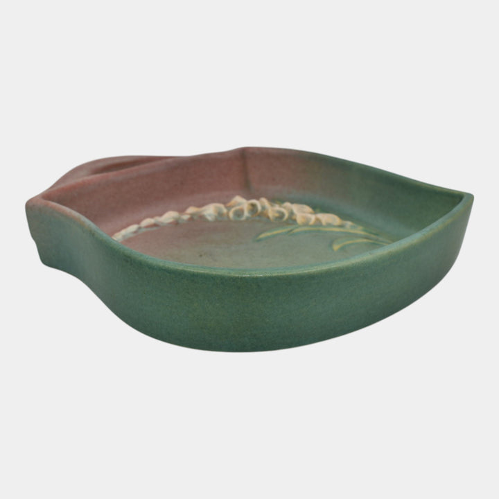 Roseville Foxglove Green 1942 Mid Century Modern Art Pottery Ceramic Tray 419-8