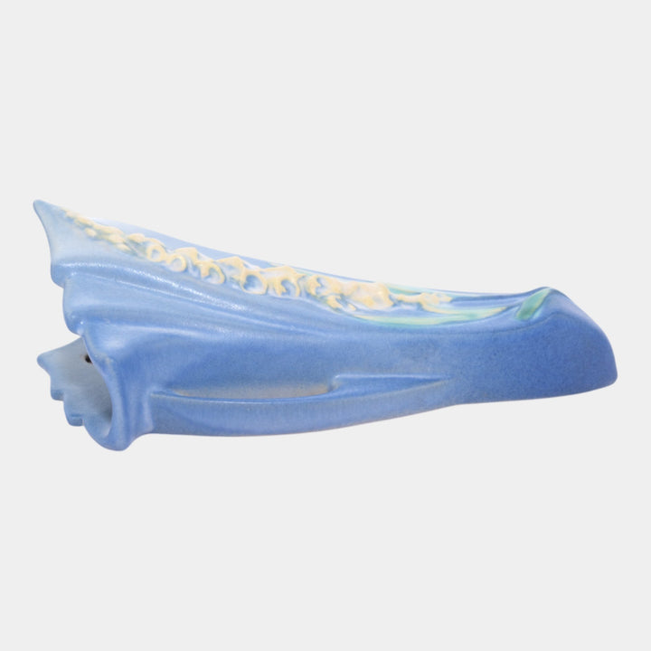 Roseville Foxglove Blue 1942 Vintage Art Pottery Ceramic Wall Pocket 1292-8