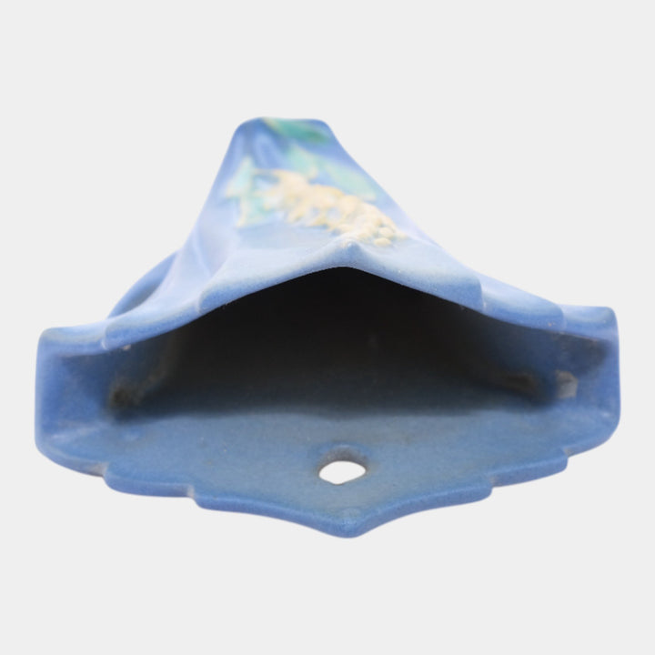 Roseville Foxglove Blue 1942 Vintage Art Pottery Ceramic Wall Pocket 1292-8