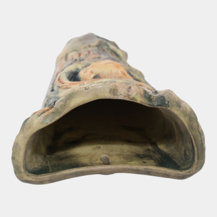 Weller Woodcraft 1920s Vintage Pottery Green And Brown Owl Ceramic Wall Pocket