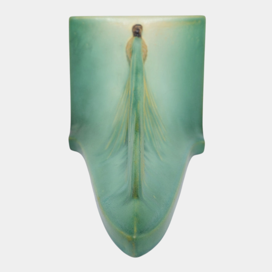 Roseville Pine Cone Green 1935 Vintage Art Deco Pottery Ceramic Wall Shelf 1