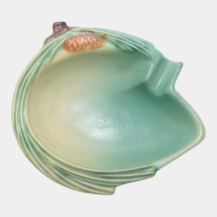 Roseville Pine Cone Green 1953 Mid Century Modern Pottery Ceramic Ashtray 499