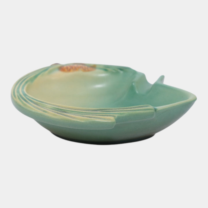 Roseville Pine Cone Green 1953 Mid Century Modern Pottery Ceramic Ashtray 499