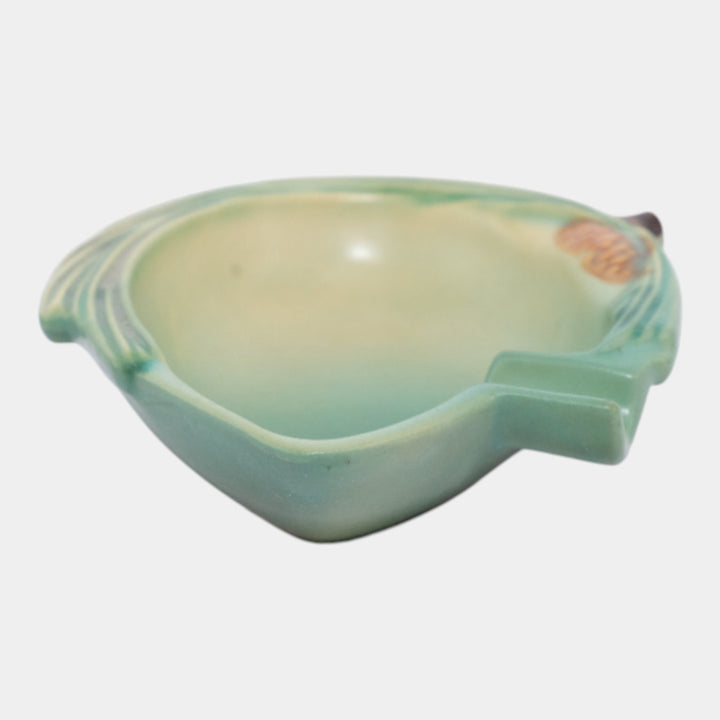 Roseville Pine Cone Green 1953 Mid Century Modern Pottery Ceramic Ashtray 499