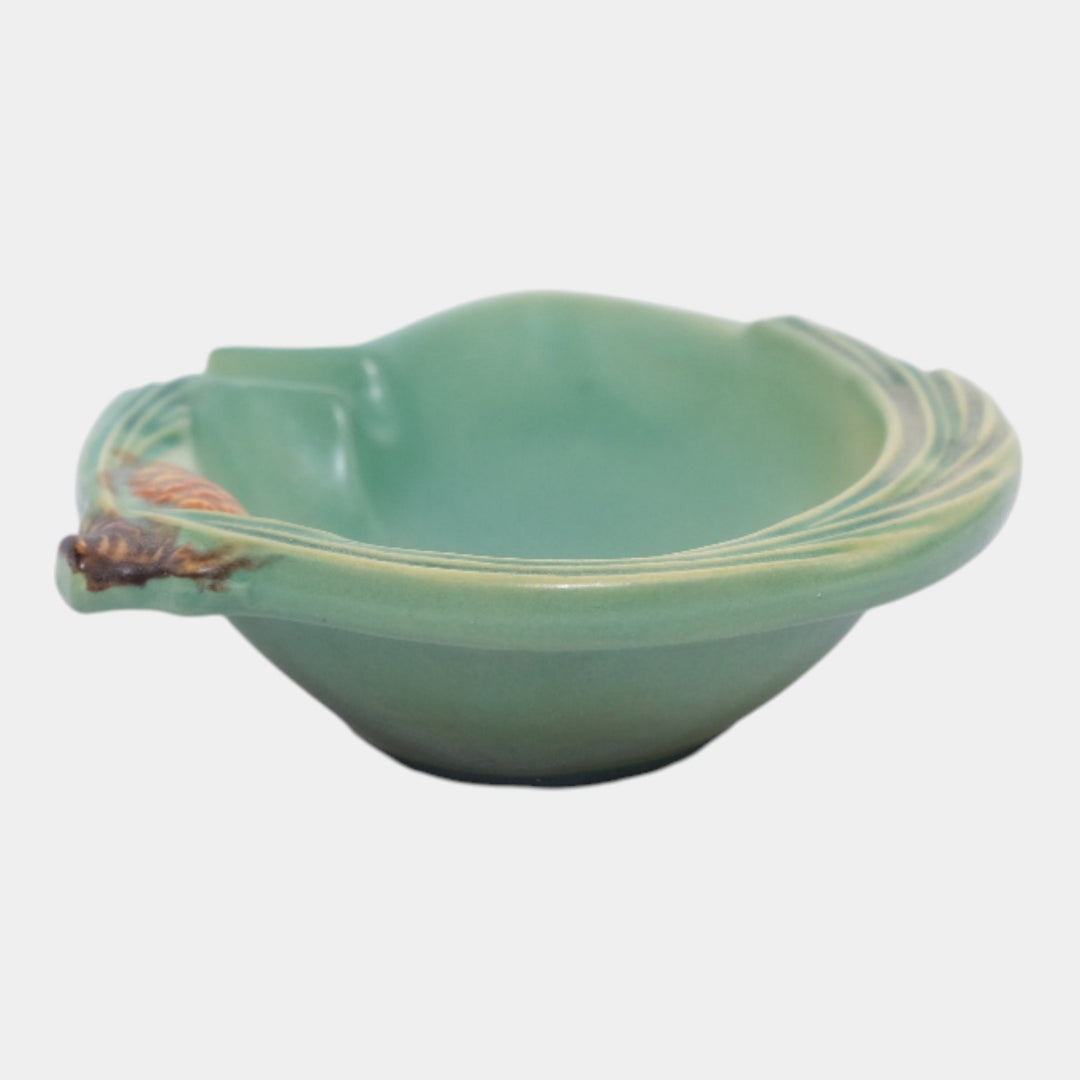 Roseville Pine Cone Green 1953 Mid Century Modern Pottery Ceramic Ashtray 499