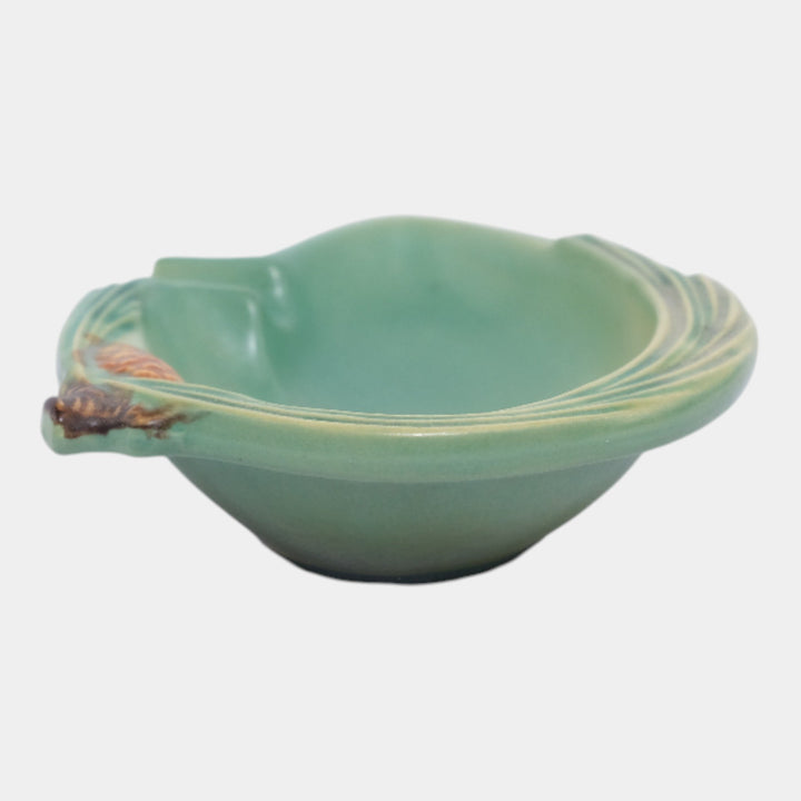 Roseville Pine Cone Green 1953 Mid Century Modern Pottery Ceramic Ashtray 499