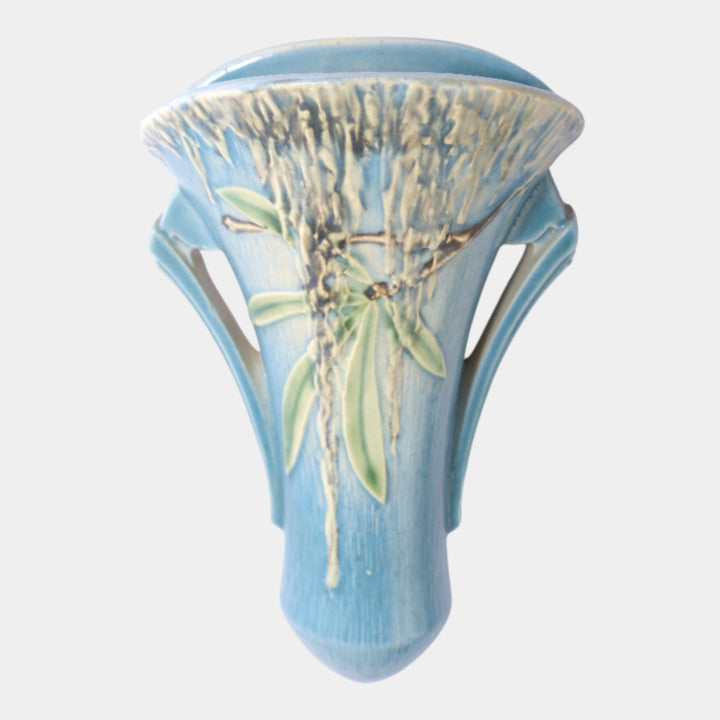 Roseville Moss Blue 1936 Vintage Art Pottery Wall Pocket 1278-8
