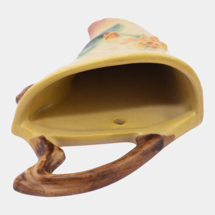 Roseville Bittersweet Yellow 1951 Vintage Art Pottery Ceramic Wall Pocket 866-7