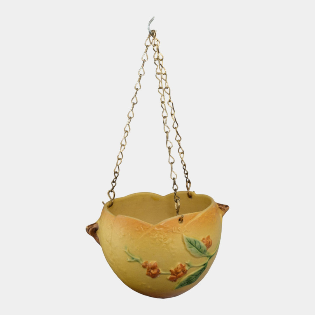 Roseville Bittersweet Yellow 1951 Vintage Art Pottery Hanging Basket Planter