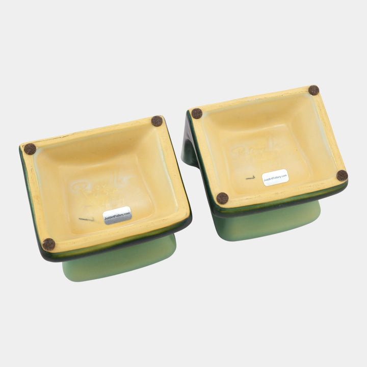 Roseville Pine Cone Green 1953 Vintage Art Pottery Ceramic Planter Bookends 459