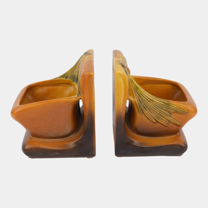 Roseville Pine Cone Brown1953 Vintage Art Pottery Ceramic Planter Bookends 459 - Just Art Pottery