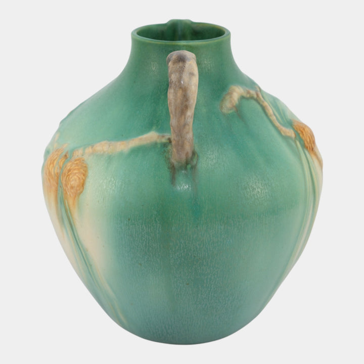 Roseville Pine Cone 1936 Vintage Art Pottery Green Ceramic Pitcher 708-9 - Just Art Pottery