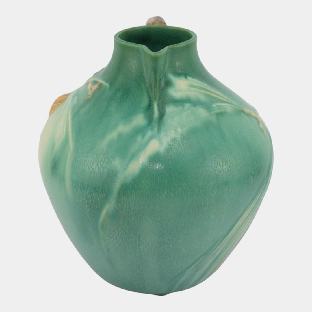 Roseville Pine Cone 1936 Vintage Art Pottery Green Ceramic Pitcher 708-9 - Just Art Pottery