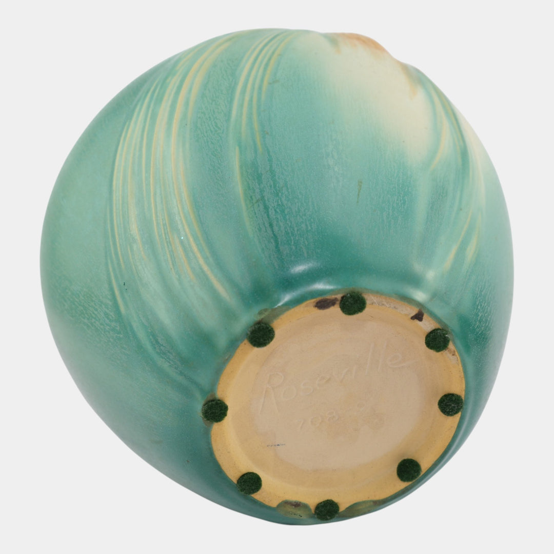 Roseville Pine Cone 1936 Vintage Art Pottery Green Ceramic Pitcher 708-9 - Just Art Pottery