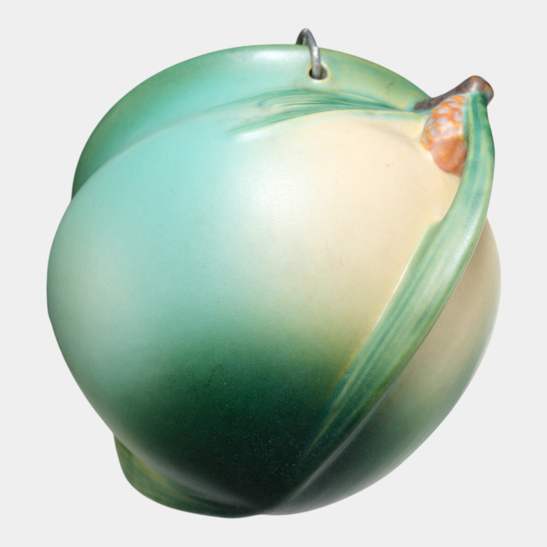 Roseville Pine Cone 1935 Vintage Art Pottery Green Hanging Basket Planter 351