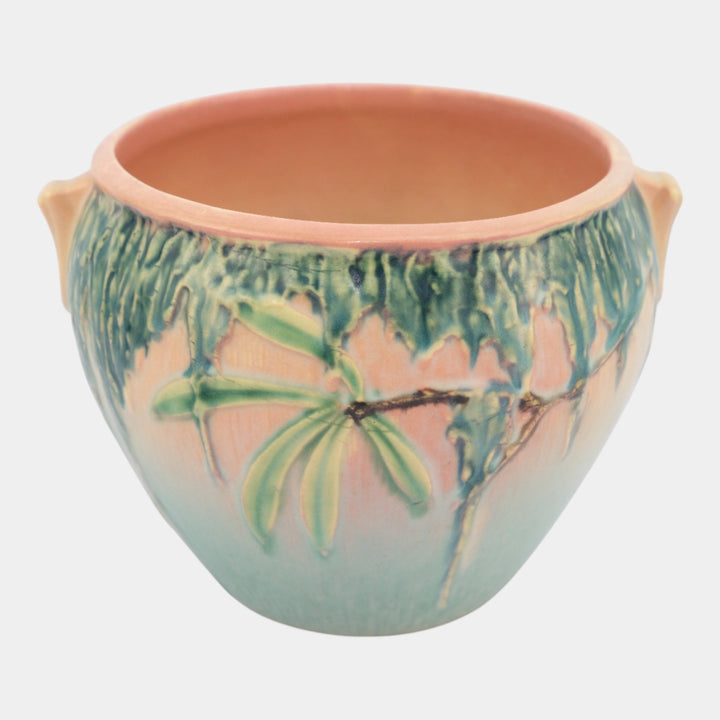 Roseville Moss Pink Green 1936 Art Pottery Ceramic Jardiniere Planter 635-5