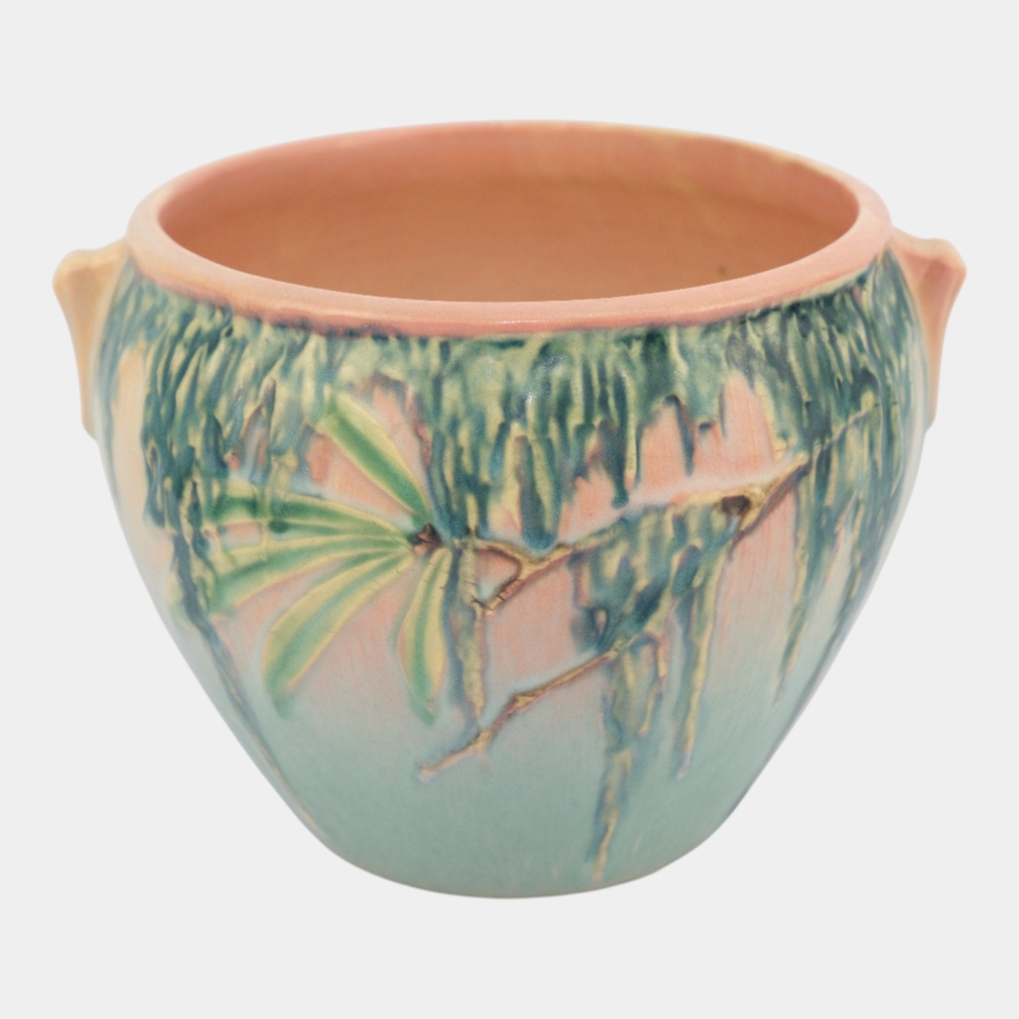 Roseville Moss Pink Green 1936 Art Pottery Ceramic Jardiniere