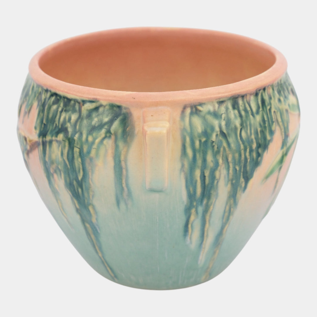 Roseville Moss Pink Green 1936 Art Pottery Ceramic Jardiniere Planter 635-5