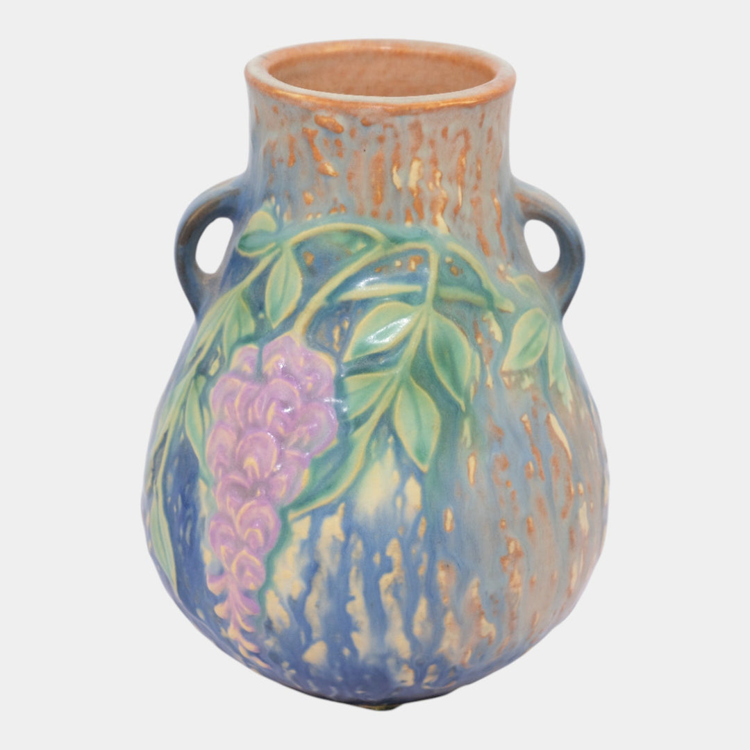 Roseville Wisteria Blue 1933 Vintage Arts and Crafts Pottery Ceramic Vase 631-6 - Just Art Pottery