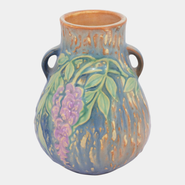 Roseville Wisteria Blue 1933 Vintage Arts and Crafts Pottery Ceramic Vase 631-6 - Just Art Pottery