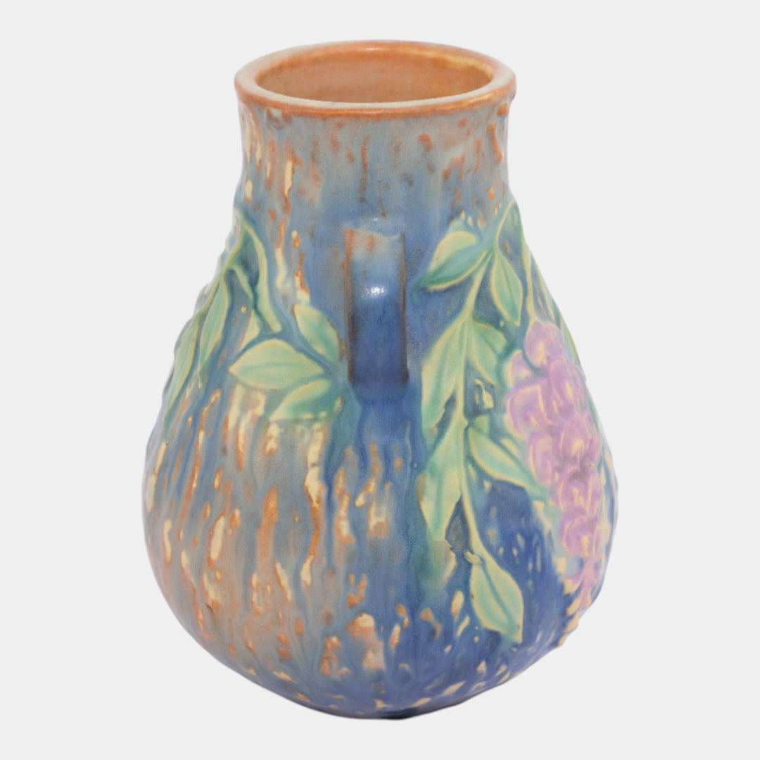 Roseville Wisteria Blue 1933 Vintage Arts and Crafts Pottery Ceramic Vase 631-6 - Just Art Pottery