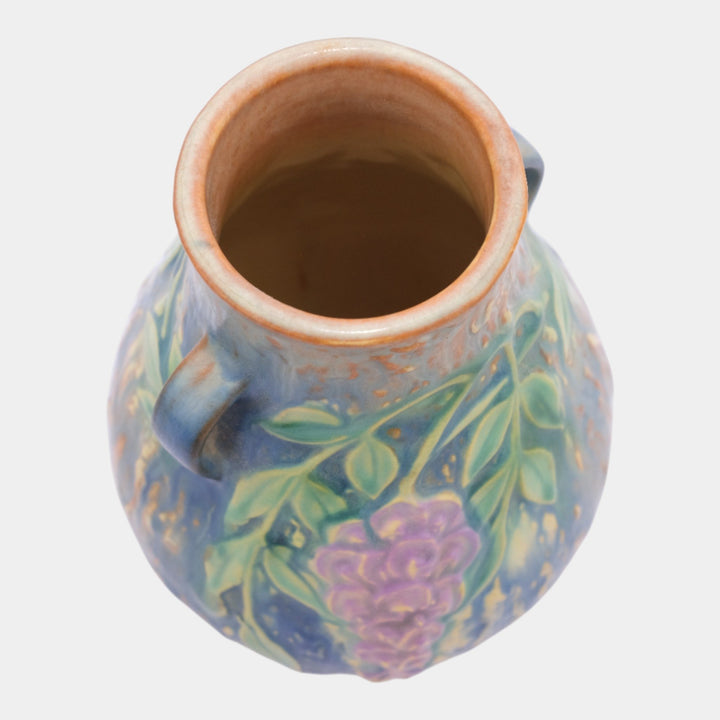 Roseville Wisteria Blue 1933 Vintage Arts and Crafts Pottery Ceramic Vase 631-6 - Just Art Pottery