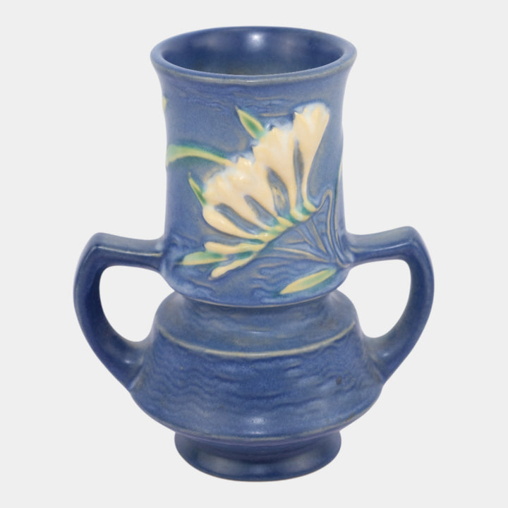 Roseville Freesia Blue 1945 Mid Century Modern Art Pottery Ceramic Vase 118-6