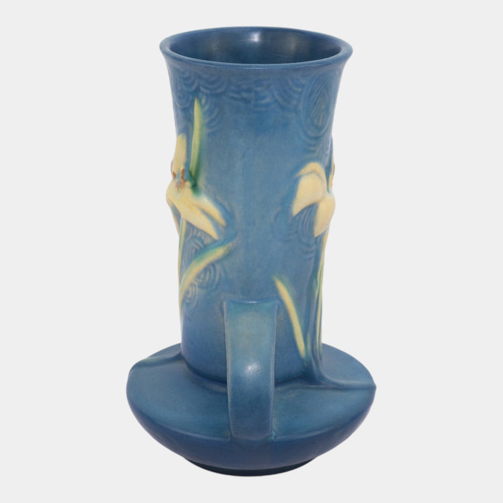 Roseville Zephyr Lily Blue 1946 Vintage Mid Century Modern Pottery Vase 131-7