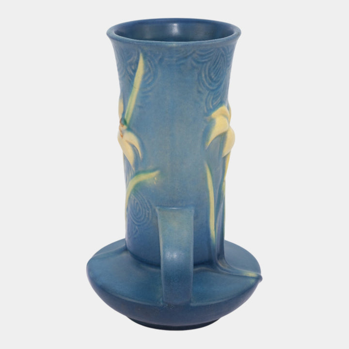 Roseville Zephyr Lily Blue 1946 Vintage Mid Century Modern Pottery Vase 131-7