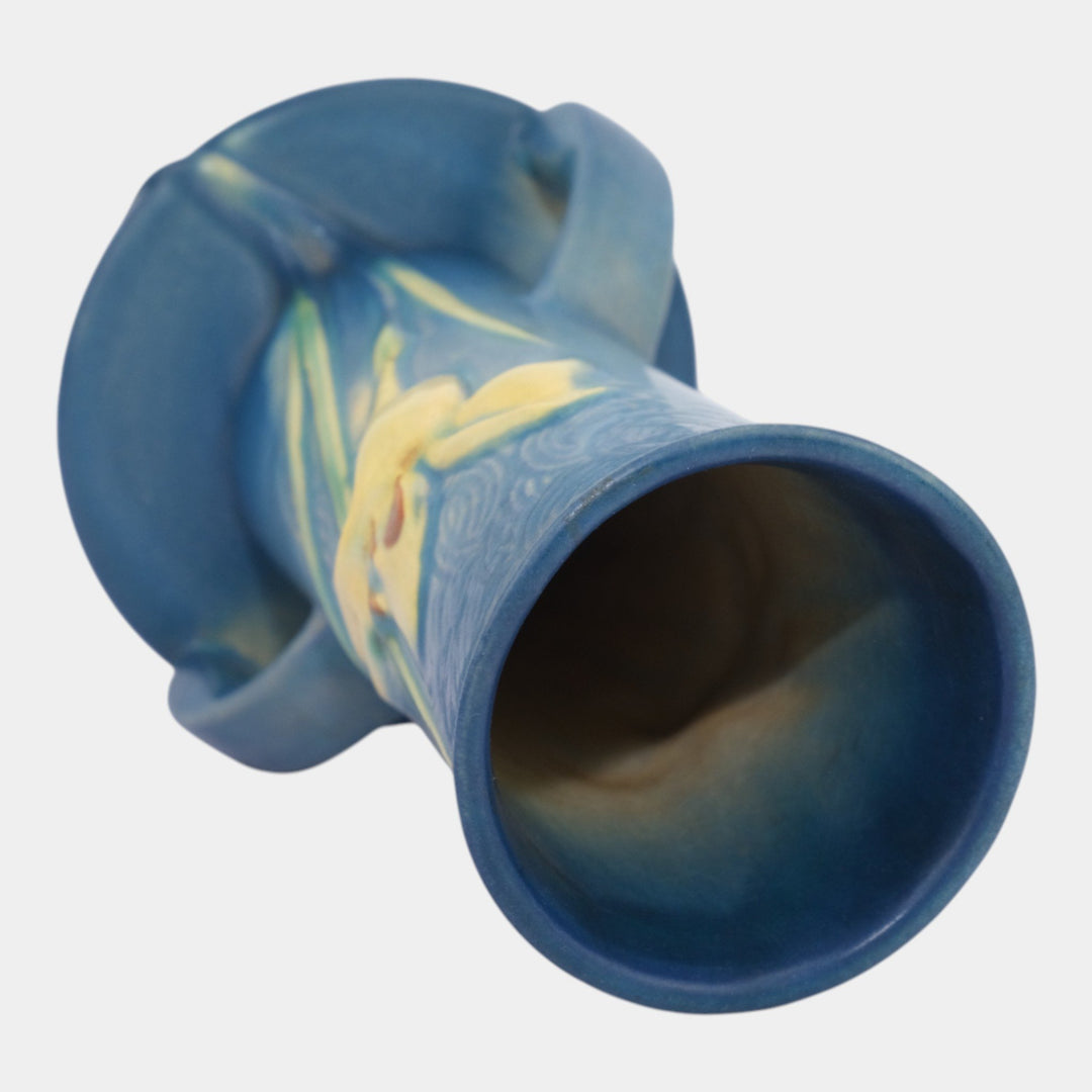 Roseville Zephyr Lily Blue 1946 Vintage Mid Century Modern Pottery Vase 131-7