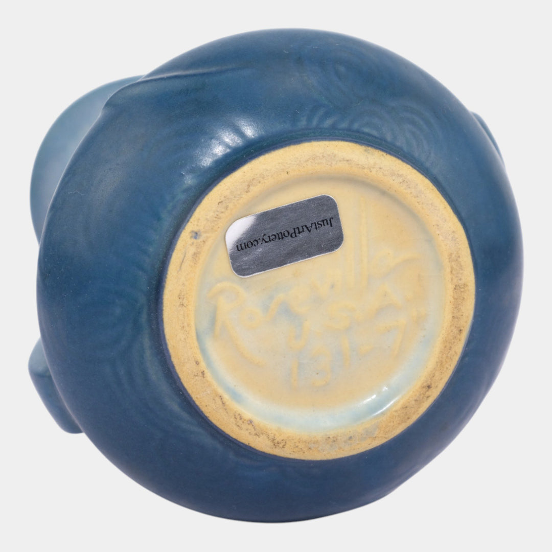 Roseville Zephyr Lily Blue 1946 Vintage Mid Century Modern Pottery Vase 131-7