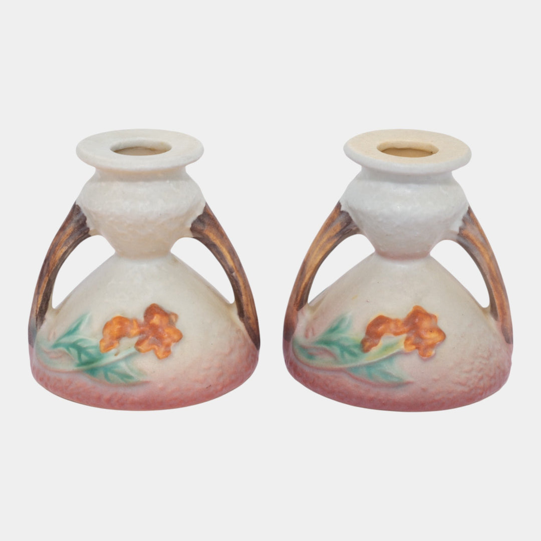 Roseville Bittersweet Gray 1951 Vintage Art Pottery Candle Holders 851-3 - Just Art Pottery