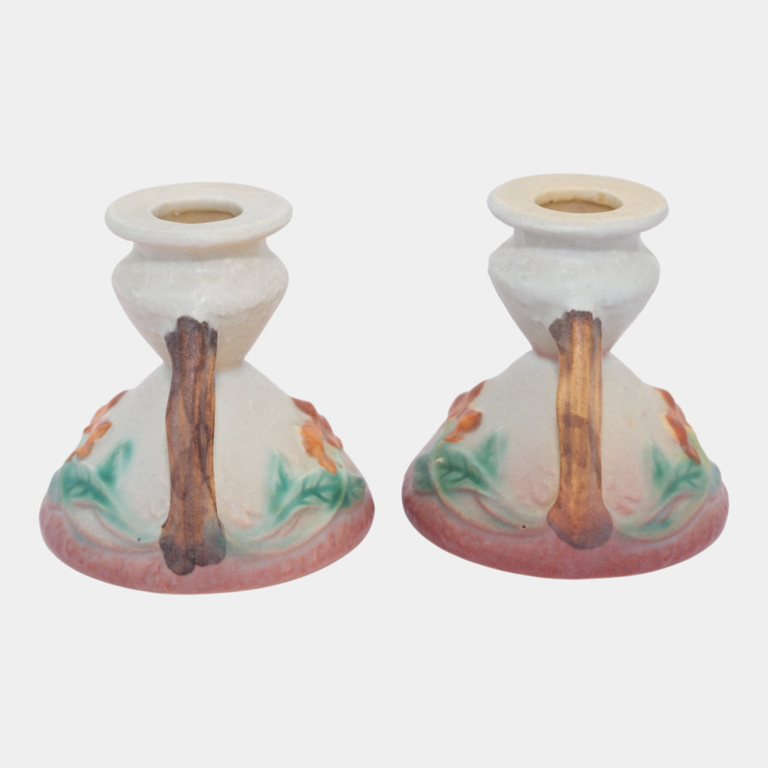 Roseville Bittersweet Gray 1951 Vintage Art Pottery Candle Holders 851-3 - Just Art Pottery
