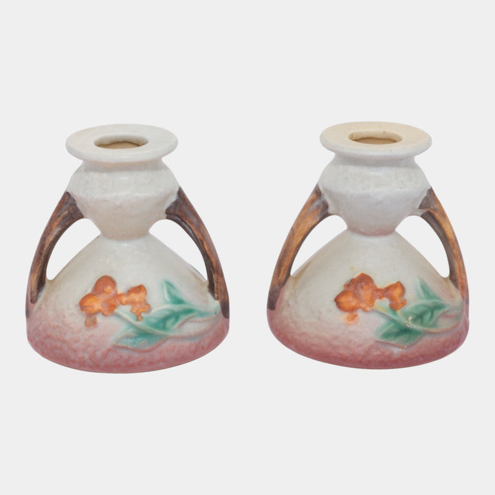 Roseville Bittersweet Gray 1951 Vintage Art Pottery Candle Holders 851-3 - Just Art Pottery