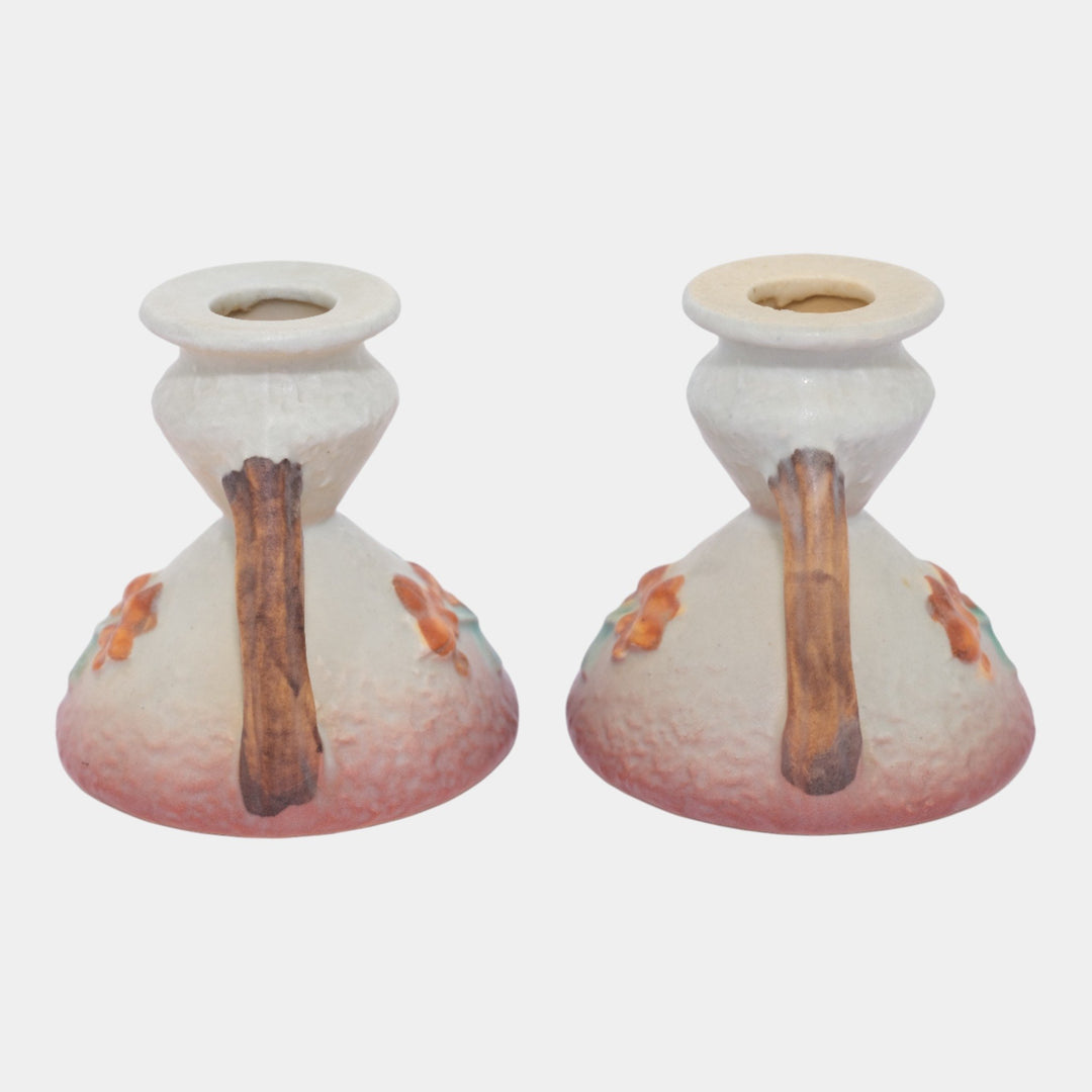 Roseville Bittersweet Gray 1951 Vintage Art Pottery Candle Holders 851-3 - Just Art Pottery