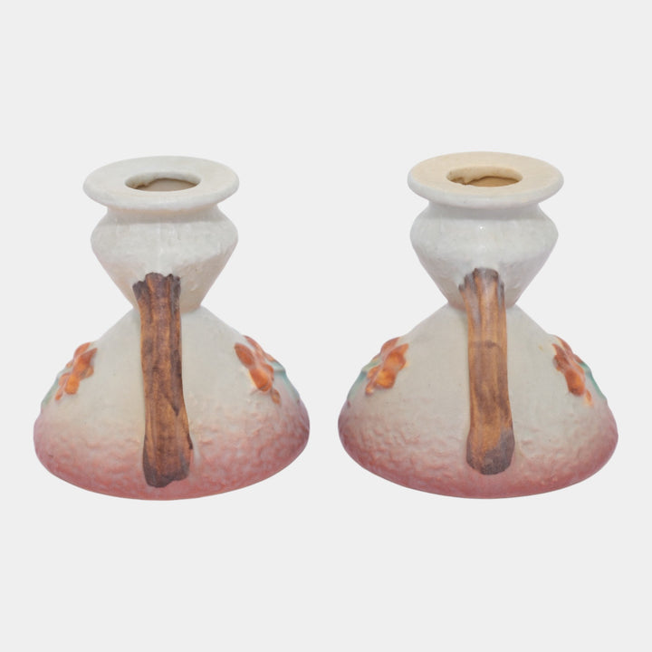 Roseville Bittersweet Gray 1951 Vintage Art Pottery Candle Holders 851-3 - Just Art Pottery