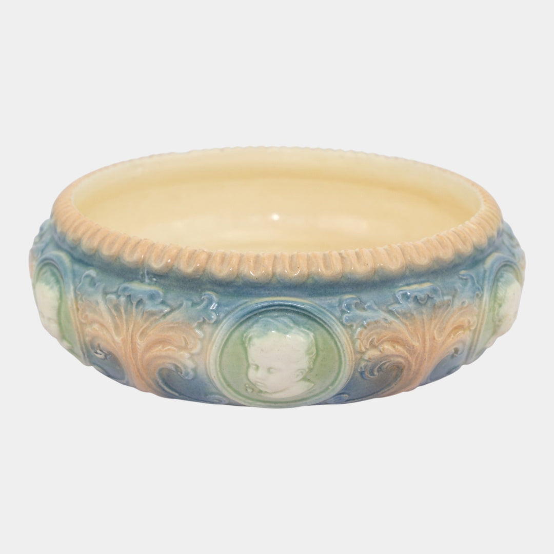 Roseville Cameo ll Vintage Art Pottery Brown Blue Ceramic Console Bowl - Just Art Pottery