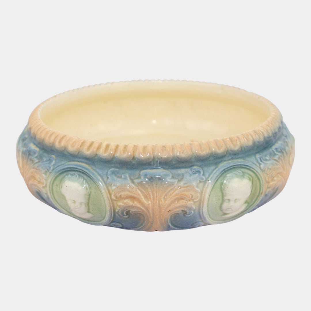Roseville Cameo ll Vintage Art Pottery Brown Blue Ceramic Console Bowl - Just Art Pottery