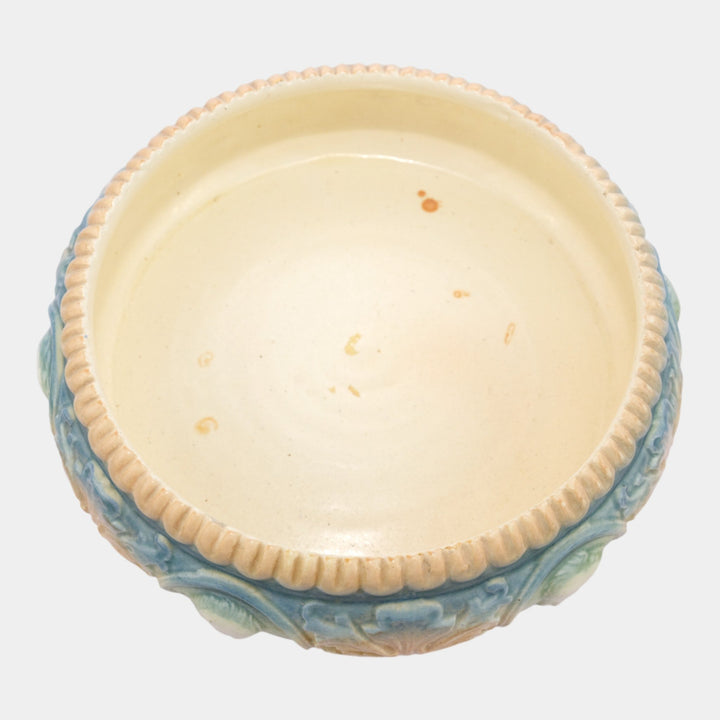 Roseville Cameo ll Vintage Art Pottery Brown Blue Ceramic Console Bowl - Just Art Pottery