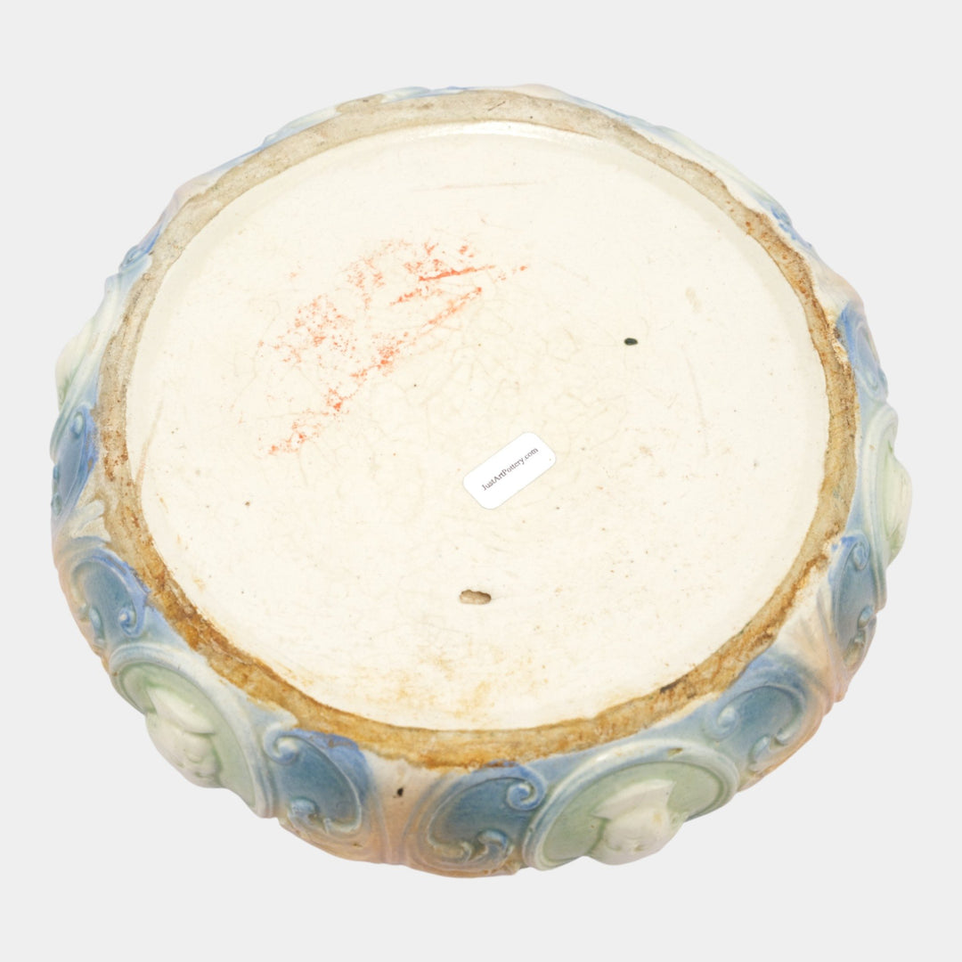 Roseville Cameo ll Vintage Art Pottery Brown Blue Ceramic Console Bowl - Just Art Pottery