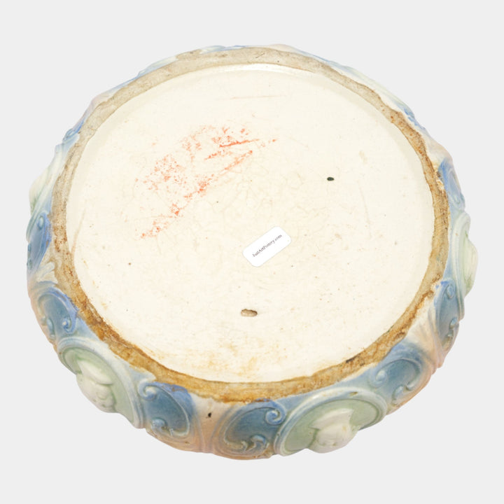Roseville Cameo ll Vintage Art Pottery Brown Blue Ceramic Console Bowl - Just Art Pottery