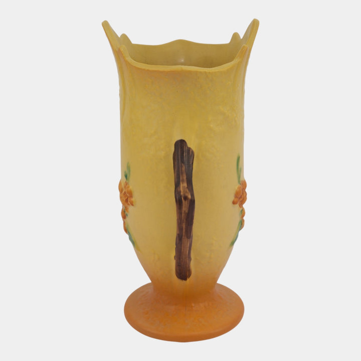 Roseville Bittersweet Yellow 1951 Vintage Mid Century Modern Pottery Vase 885-10