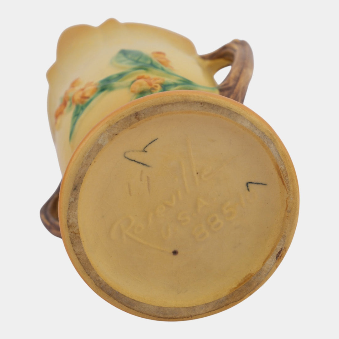 Roseville Bittersweet Yellow 1951 Vintage Mid Century Modern Pottery Vase 885-10