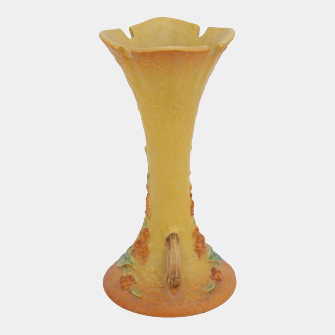 Roseville Bittersweet Yellow 1951 Mid Century Modern Pottery Bud Vase 879-7 - Just Art Pottery