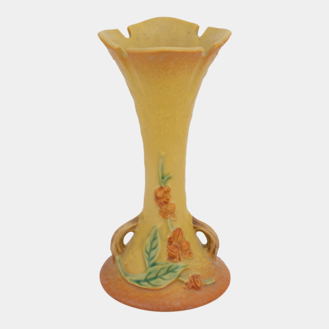 Roseville Bittersweet Yellow 1951 Mid Century Modern Pottery Bud Vase 879-7 - Just Art Pottery